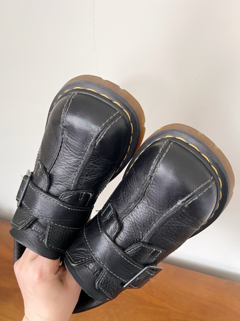Dr Martens • vintage 12282 platform shoes black leather monk strap chunky - Picture 4 of 10